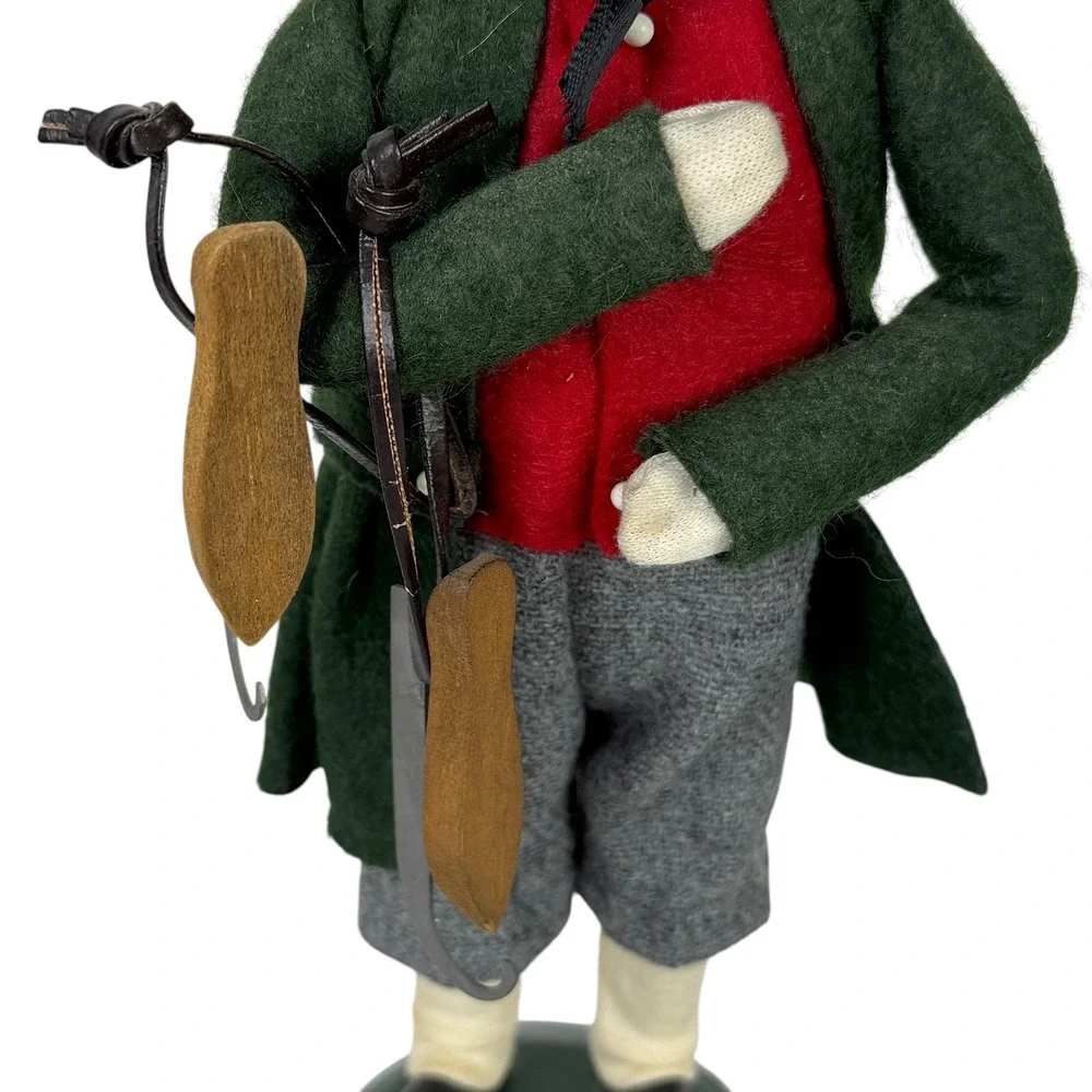 Byers Choice The Carolers 1991 Boy with Ice Skates Limited Edition 31/100 Green